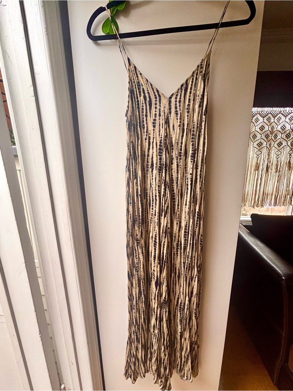 Zara Navy Blue  and Beige Striped Maxi Halter Dress -XS